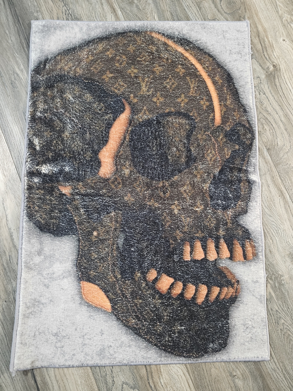 LV Skull Accent Rug in Black and Orange